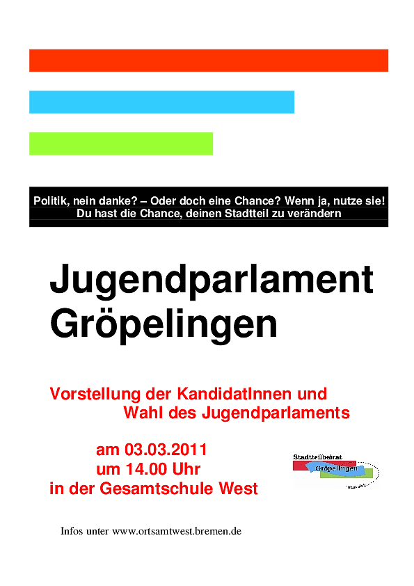 Ein Bild vom Poster: Jugendparlament Gröpelingen
