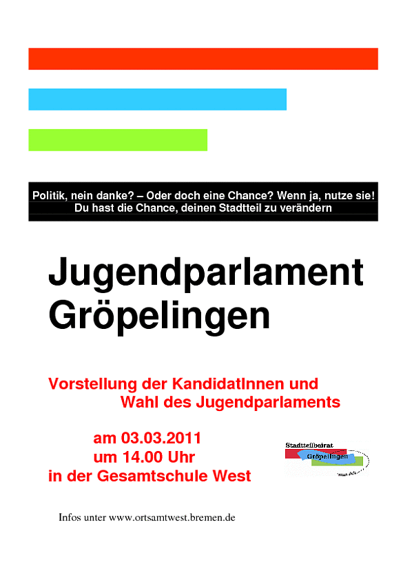 Ein Bild vom Poster: Jugendparlament Gröpelingen